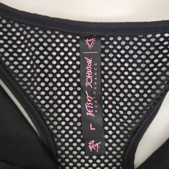 Betsey Johnson Performance Women's Black Zip Front Mesh Yoga Sports Bra Large - Picture 12 of 15